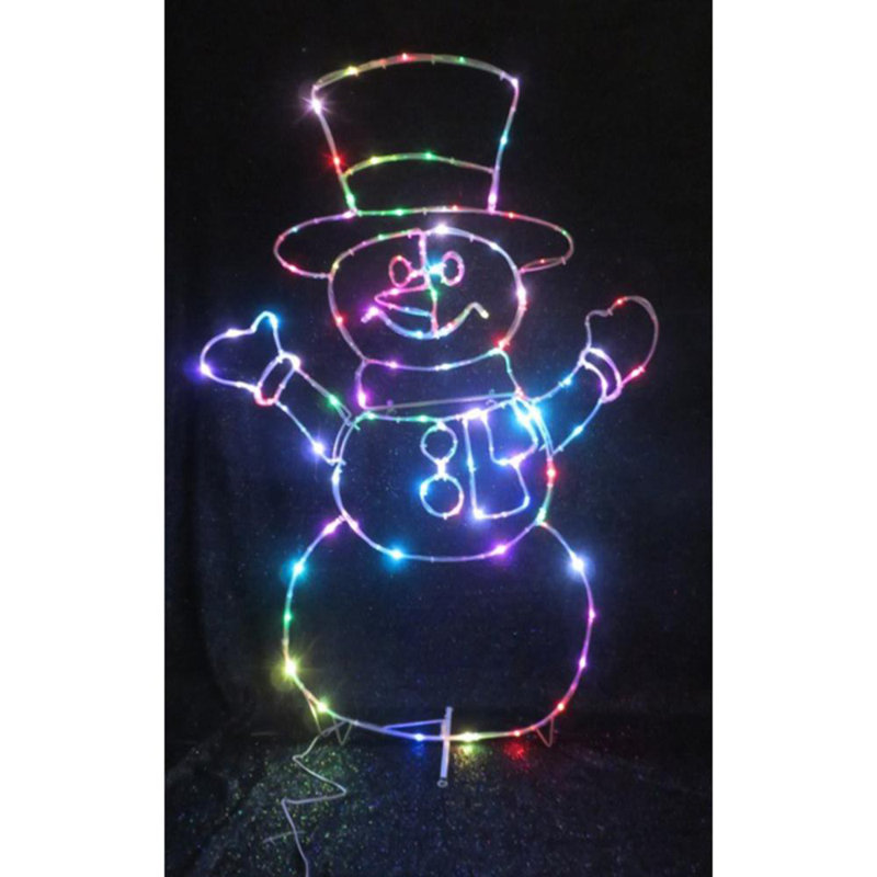 The Holiday Aisle® LED Micro Dot Snowman Yard Art Lighted Window Decor